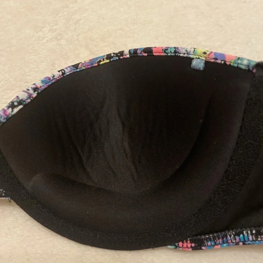 Victoria's Secret Multicolor Paint Splatter Bikini with Pink Bottom